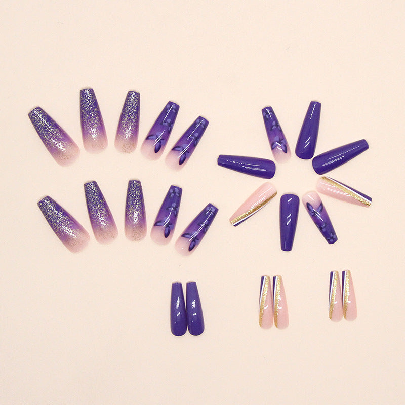 Popular Cool Klein Blue Purple Long Ballet Nails, Shiny and Ethereal