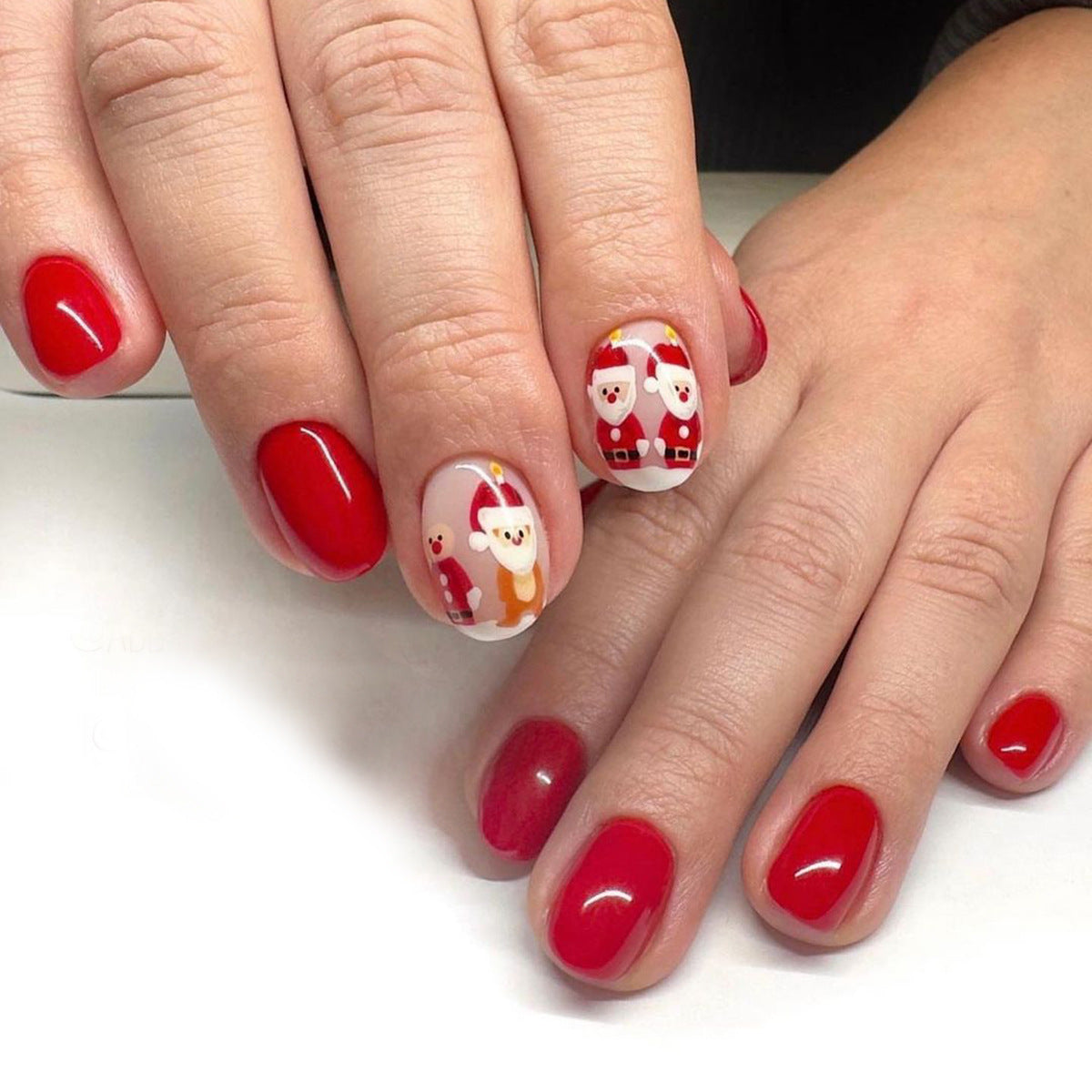 Cute Santa Claus Christmas Nails, Adorable Cartoon Design