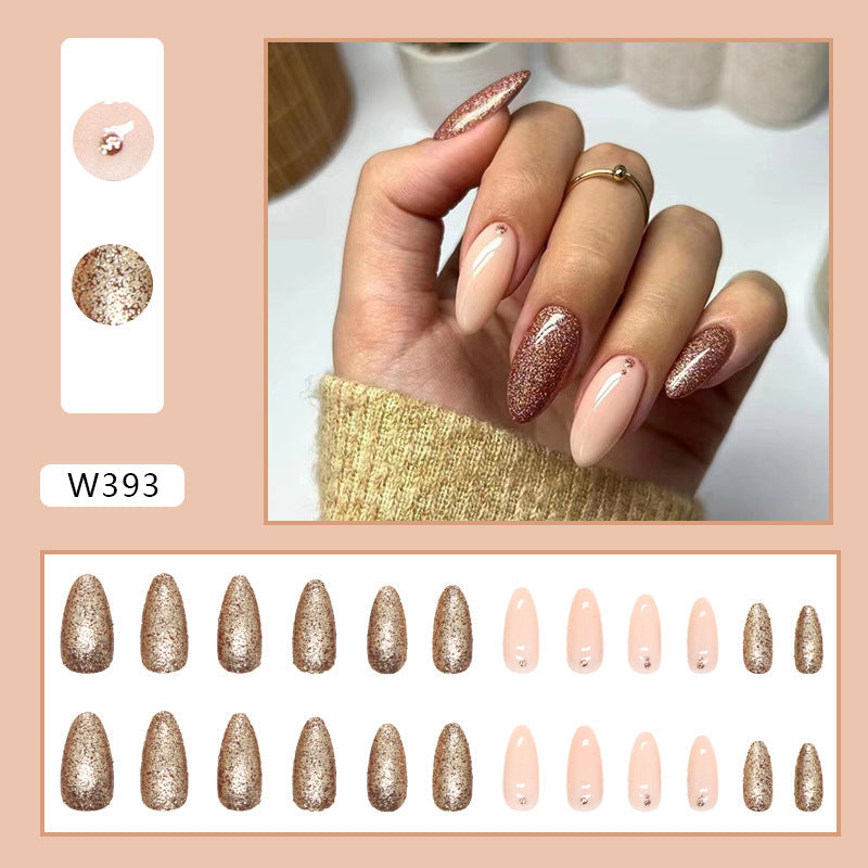 Popular Almond Shape Flashy Full Coverage Sweet Cool Euro Ins Style Fake Nails