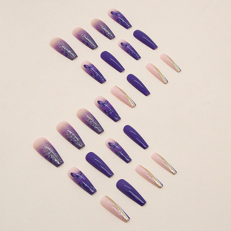 Popular Cool Klein Blue Purple Long Ballet Nails, Shiny and Ethereal