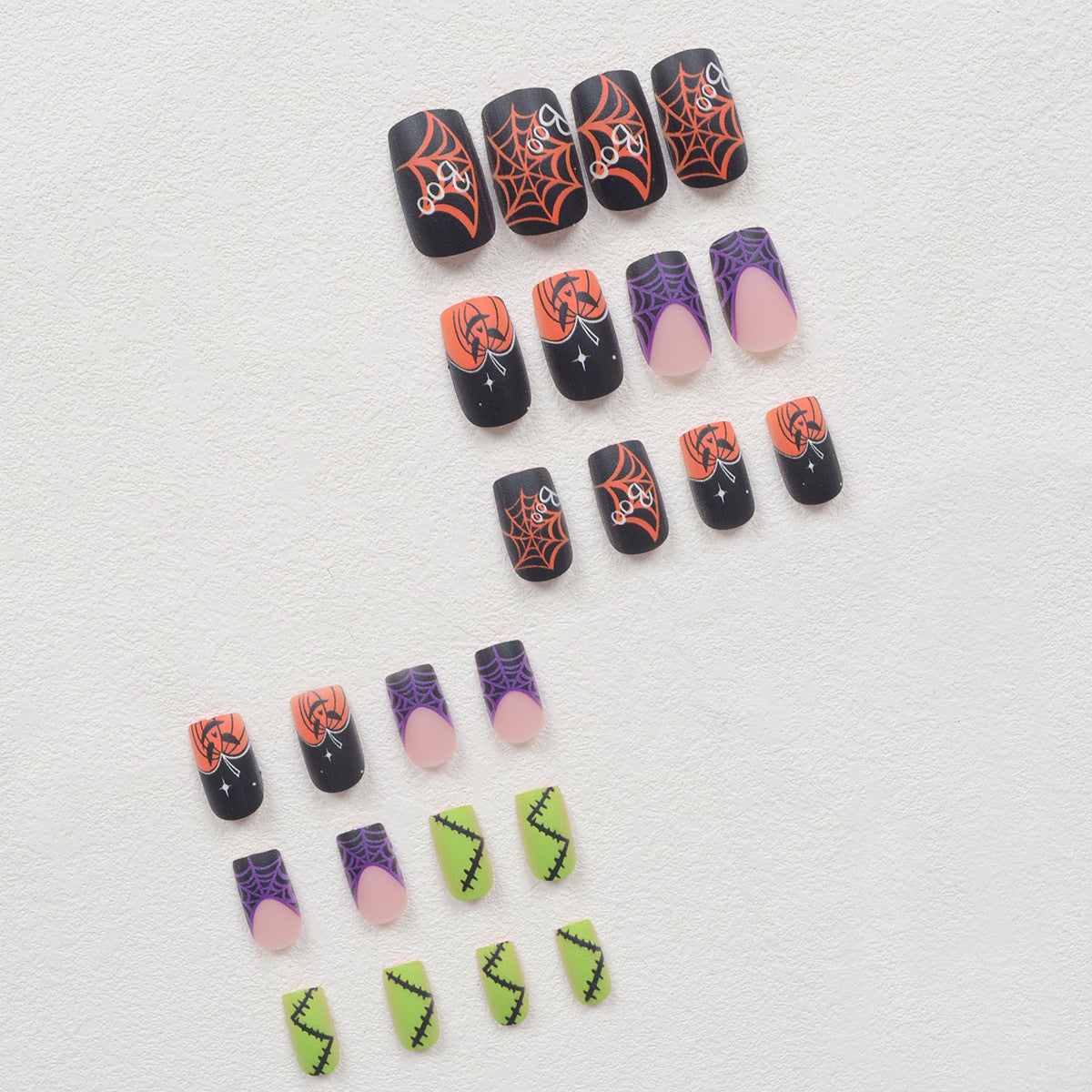 Halloween Pumpkin Lantern and Spider Web Nails, Black Patch