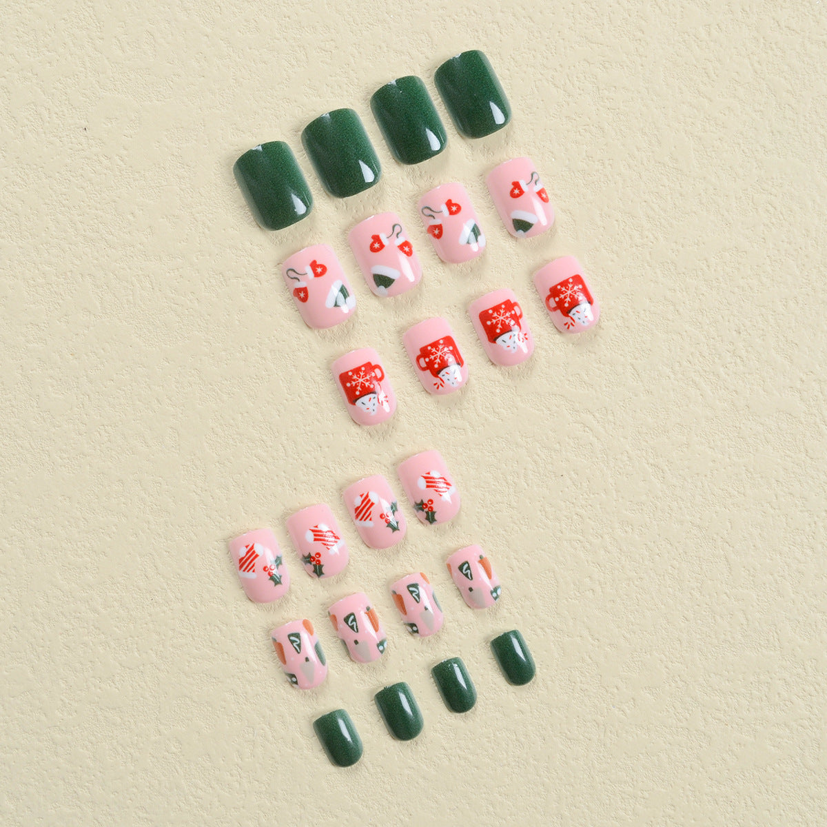 Christmas Hat, Snowflakes, and Berry Tree Nails