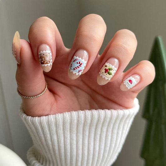 Popular Cute Candy Cane and Santa Hat Christmas Nails