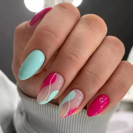 Popular Almond Nails Pure Desire Jump Color Fresh Spring/Summer Ins Style Fake Nails-Homeunderwear