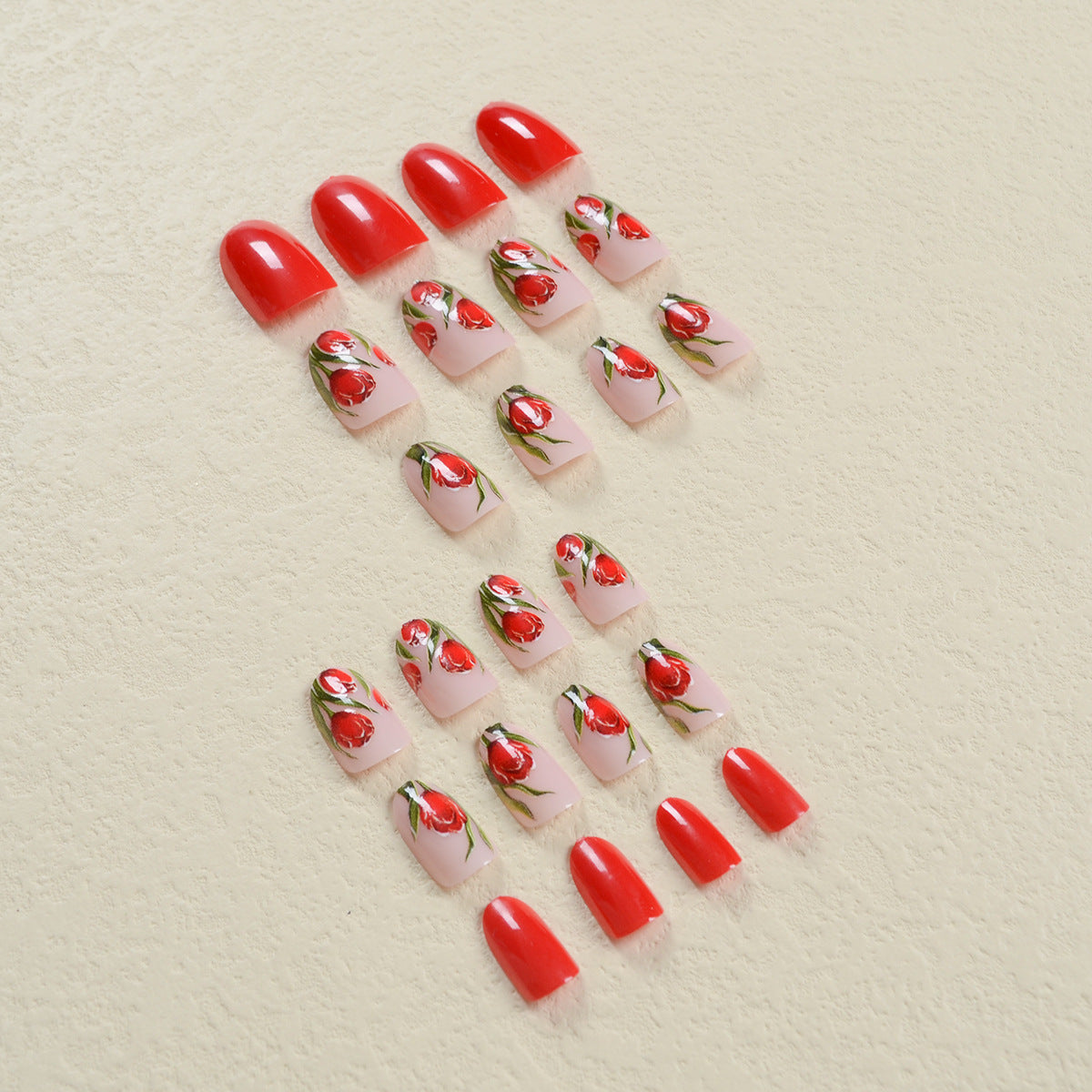 Popular Red Rose Valentine's Day False Nails