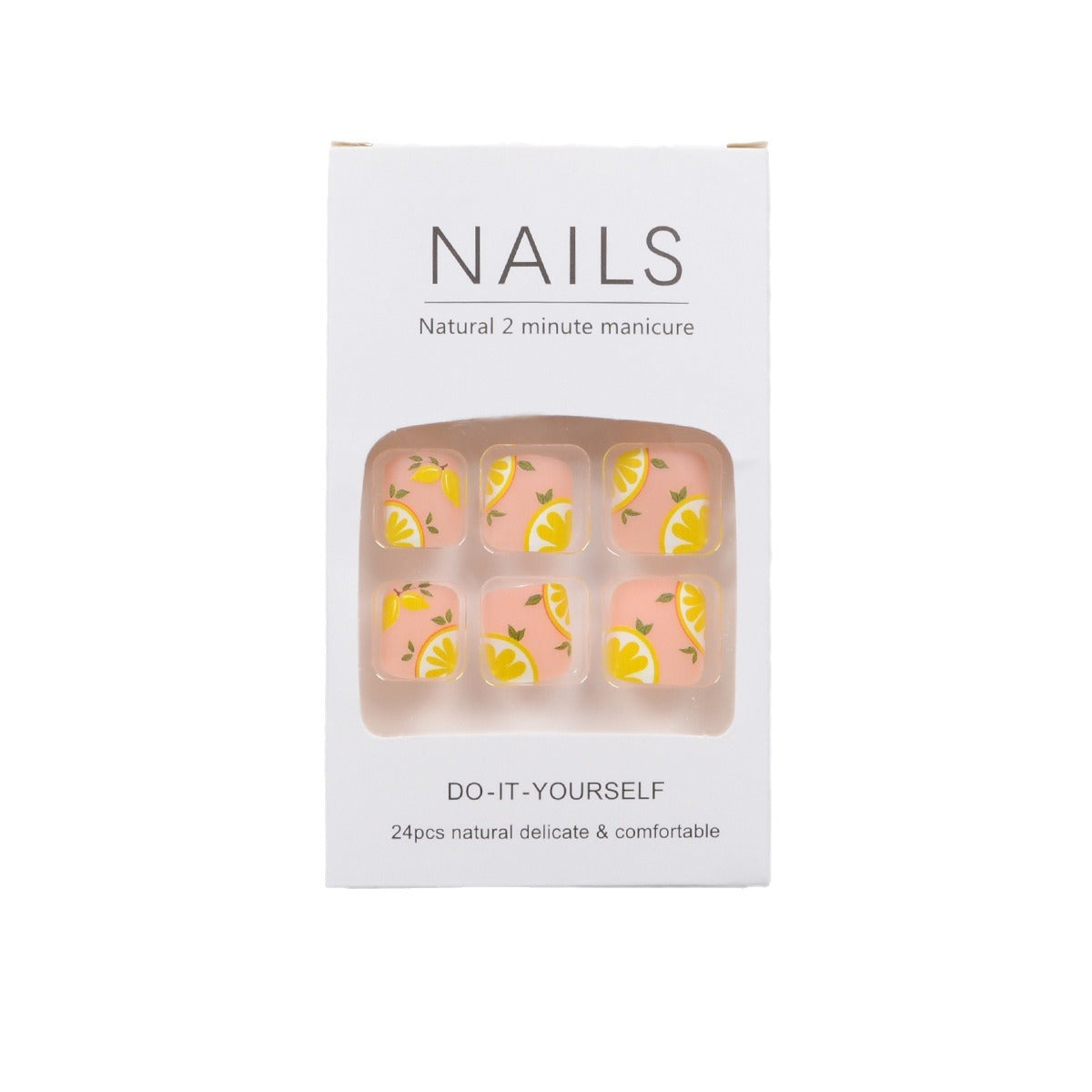 Cute Cartoon Lemon Toe Nails, Matte Finish