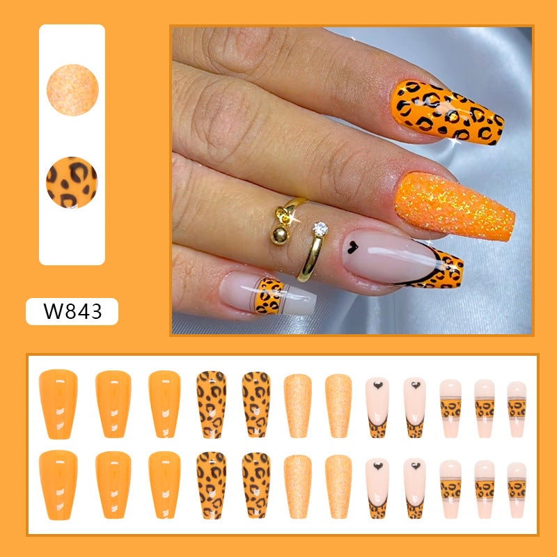 Popular European Export Halloween Hot-Selling Leopard Print Glitter Nails