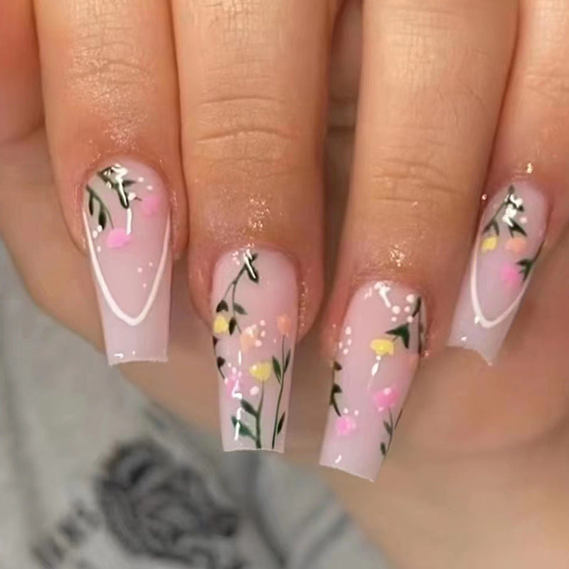 Popular Long Ballet Tulip Nails, Cute Spring, Romantic Girl Styl