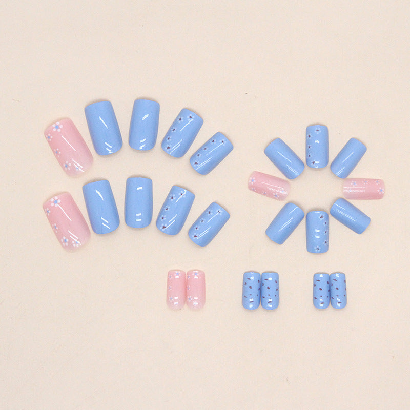 Popular Blue Summer Floral Nails, Gentle and Sweet