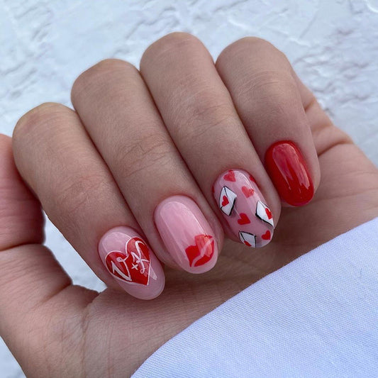 Popular Valentine's Day Red Heart, Lip Print, and Love Letter Nails