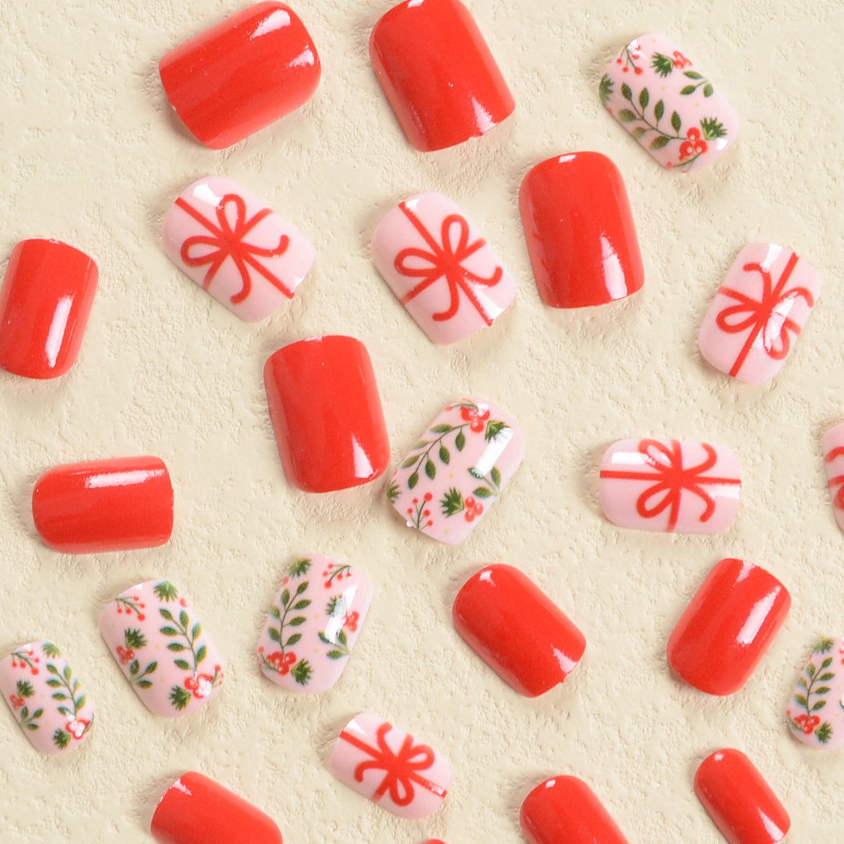 Christmas Berry and Bow Nails, Festive and Cheerful