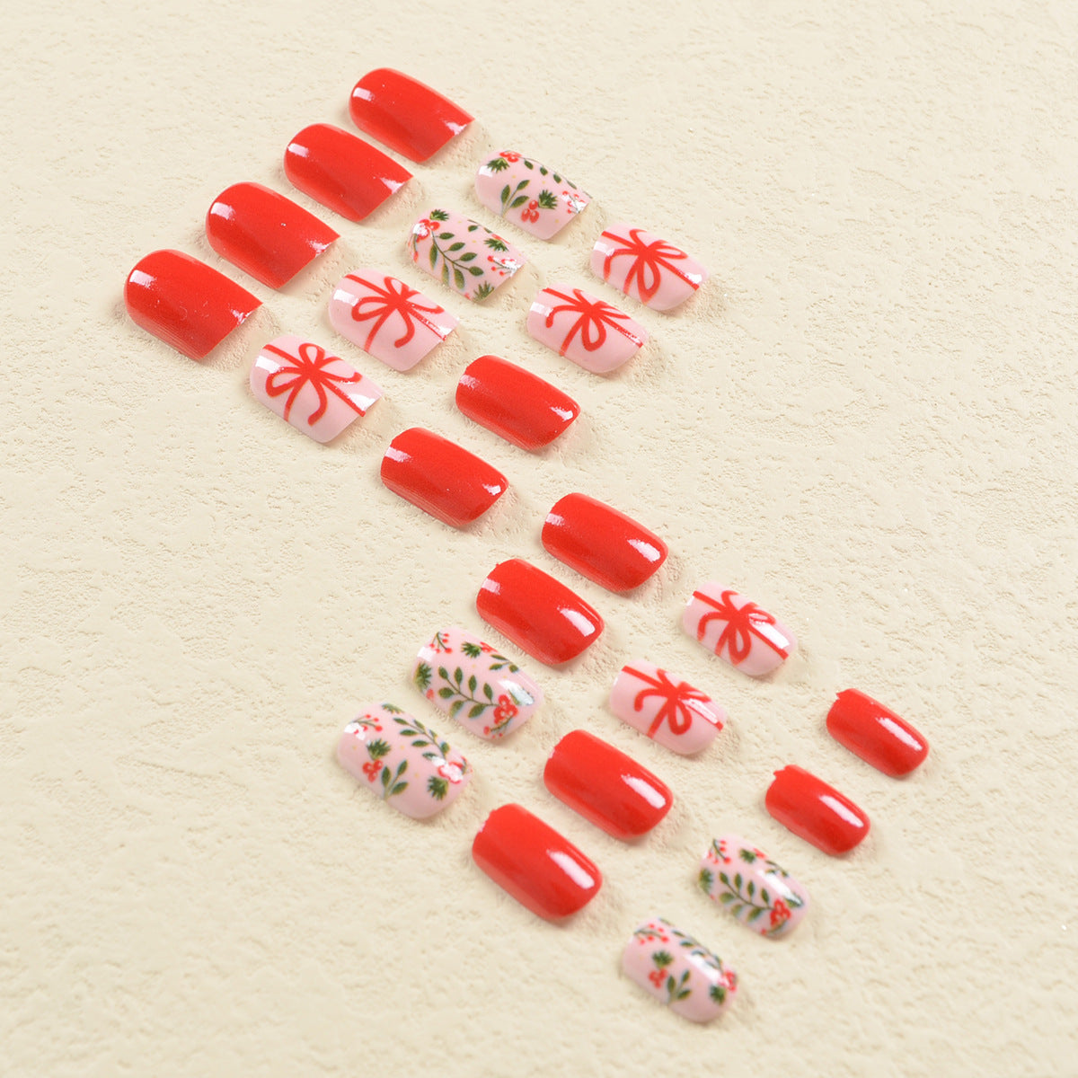 Christmas Berry and Bow Nails, Festive and Cheerful