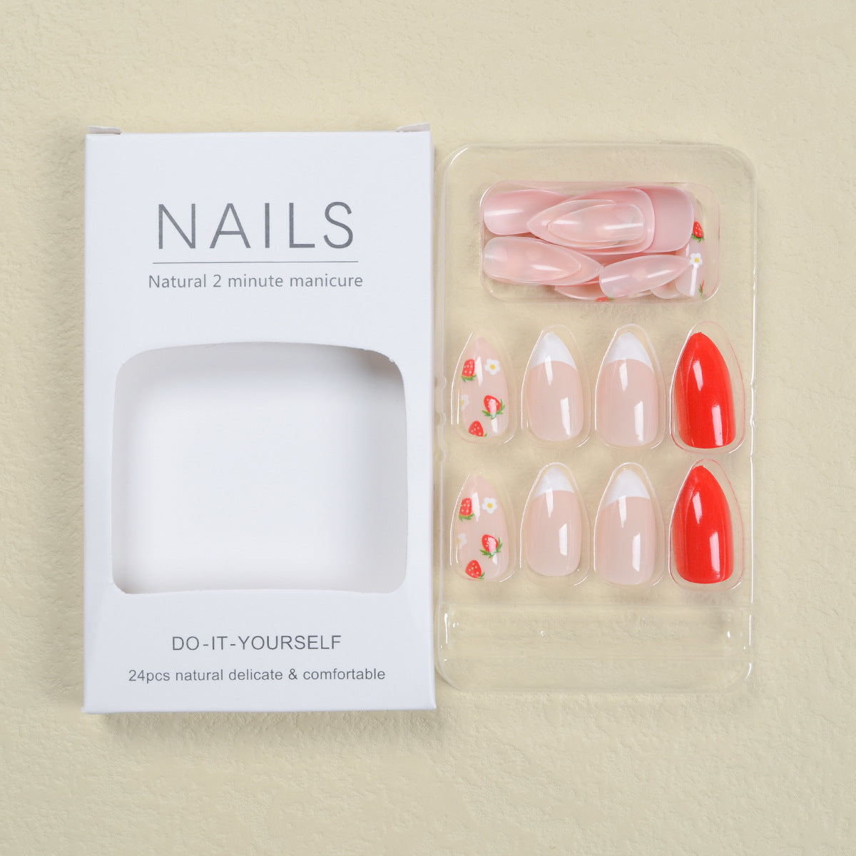 Strawberry French Tip Nails, White and Stylish