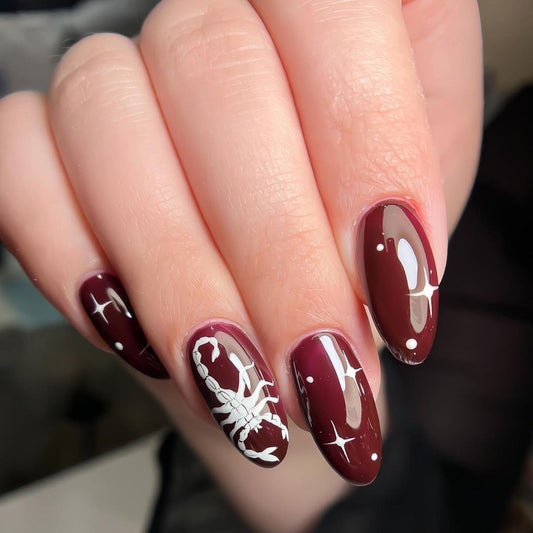 Popular Cute Cartoon Scorpion Nails, White Star Shimmer