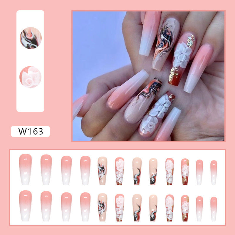 Popular Long Ballet Nails Chinese Traditional Gradient Colored Nail Tips