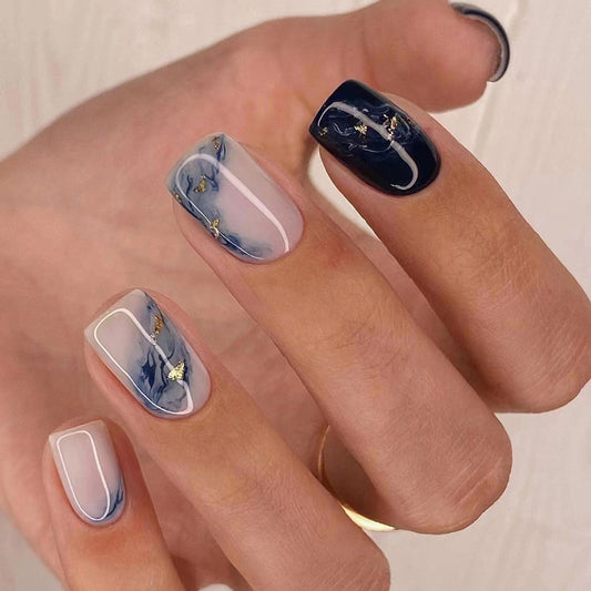 Popular Sweet and Cool Gradient Wave Nails, Mid-Length Square