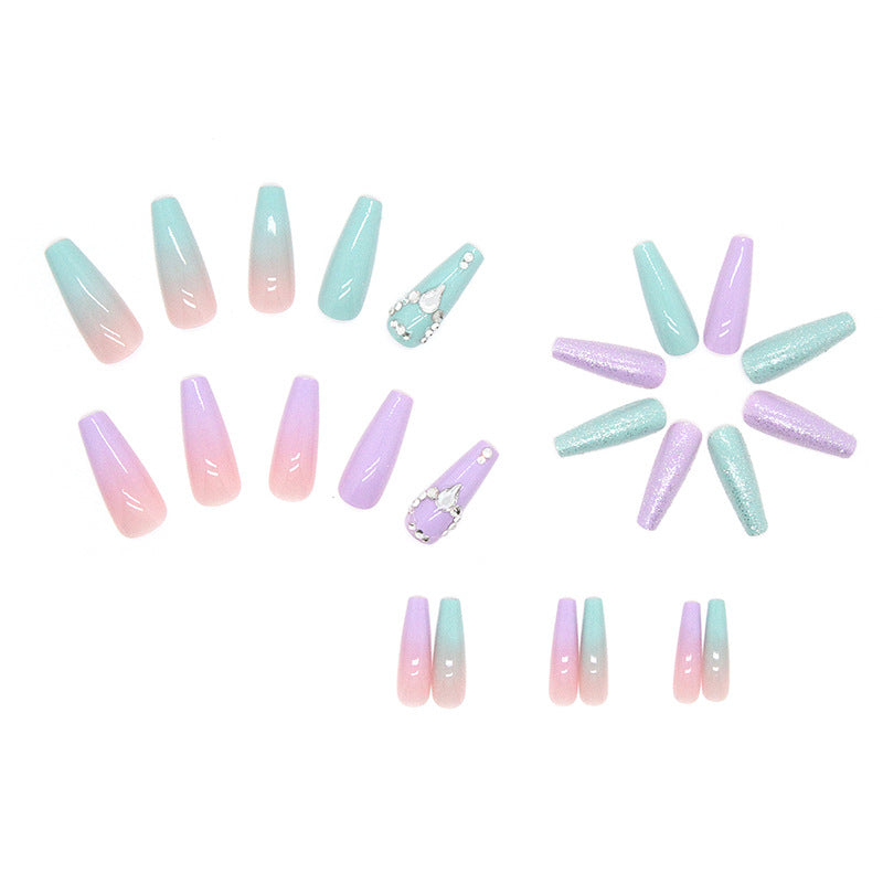 Popular Dual-Tone Swarovski Crystal Droplet Nail Tips Finished Milk Green Taro Purple