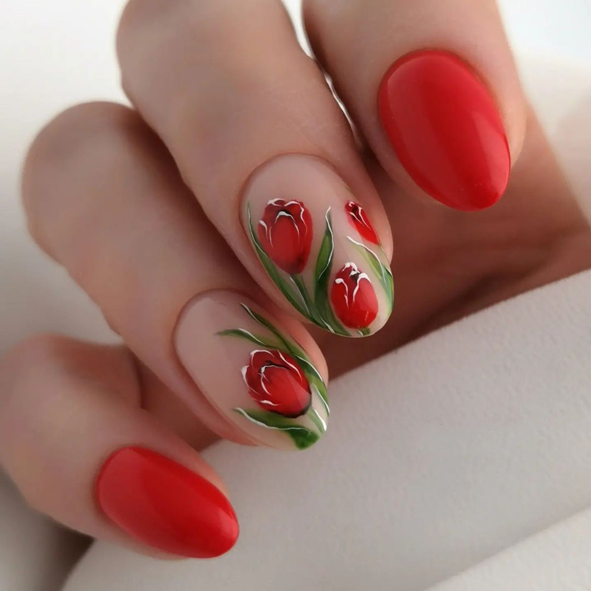 Popular Red Rose Valentine's Day False Nails