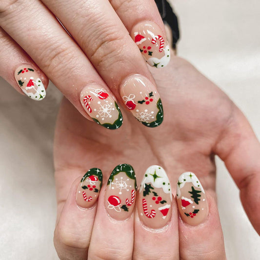 Popular Christmas Santa Hat, Tree, Bells, Snowflakes, and Berries Nails