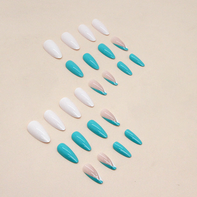 Popular Minimalist Fresh French Almond Nails, 24-Piece Set