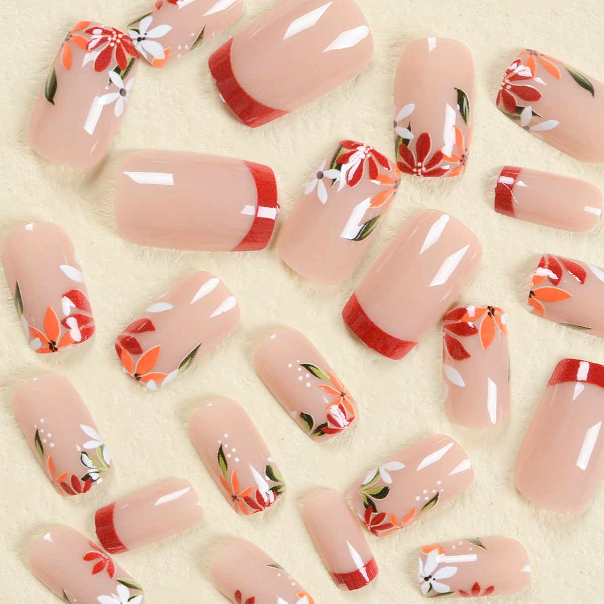 Thanksgiving Tulip Nails, White Floral Design