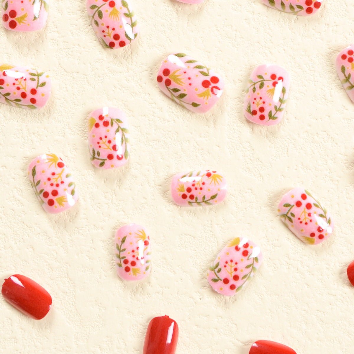 Popular Cheerful Hand-Painted Christmas Fruit False Nails