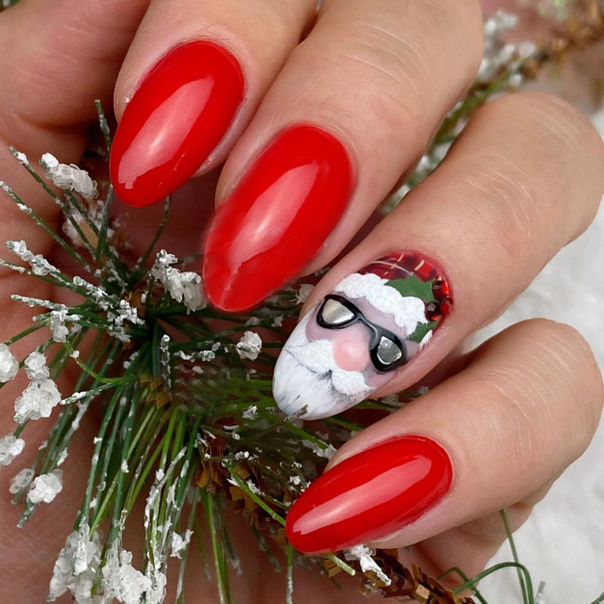 Popular Cute Hand-Painted Sunglasses Santa Christmas Nails