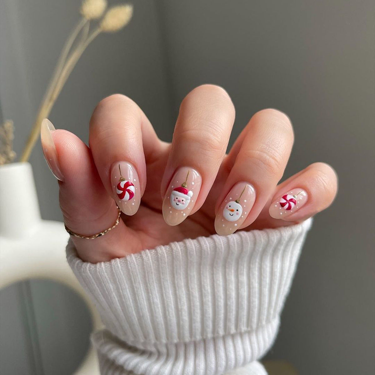 Popular Cute Santa, Snowman, and Windmill Christmas Nails