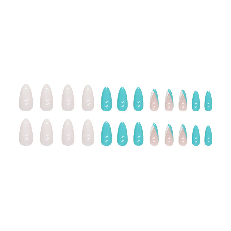 Popular Minimalist Fresh French Almond Nails, 24-Piece Set