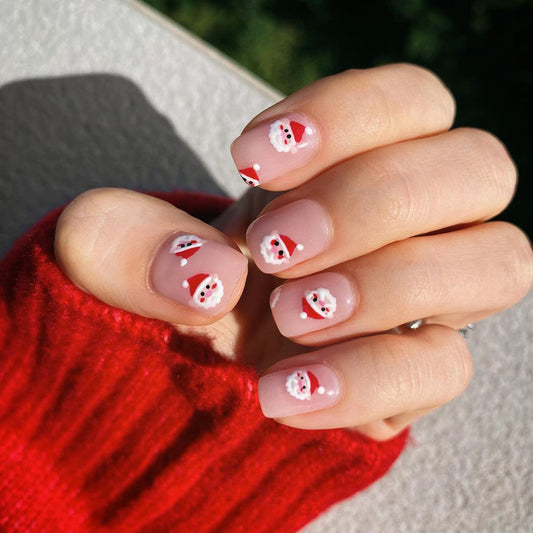 Popular Cute Santa Claus Christmas Nails, Removable and Reusable