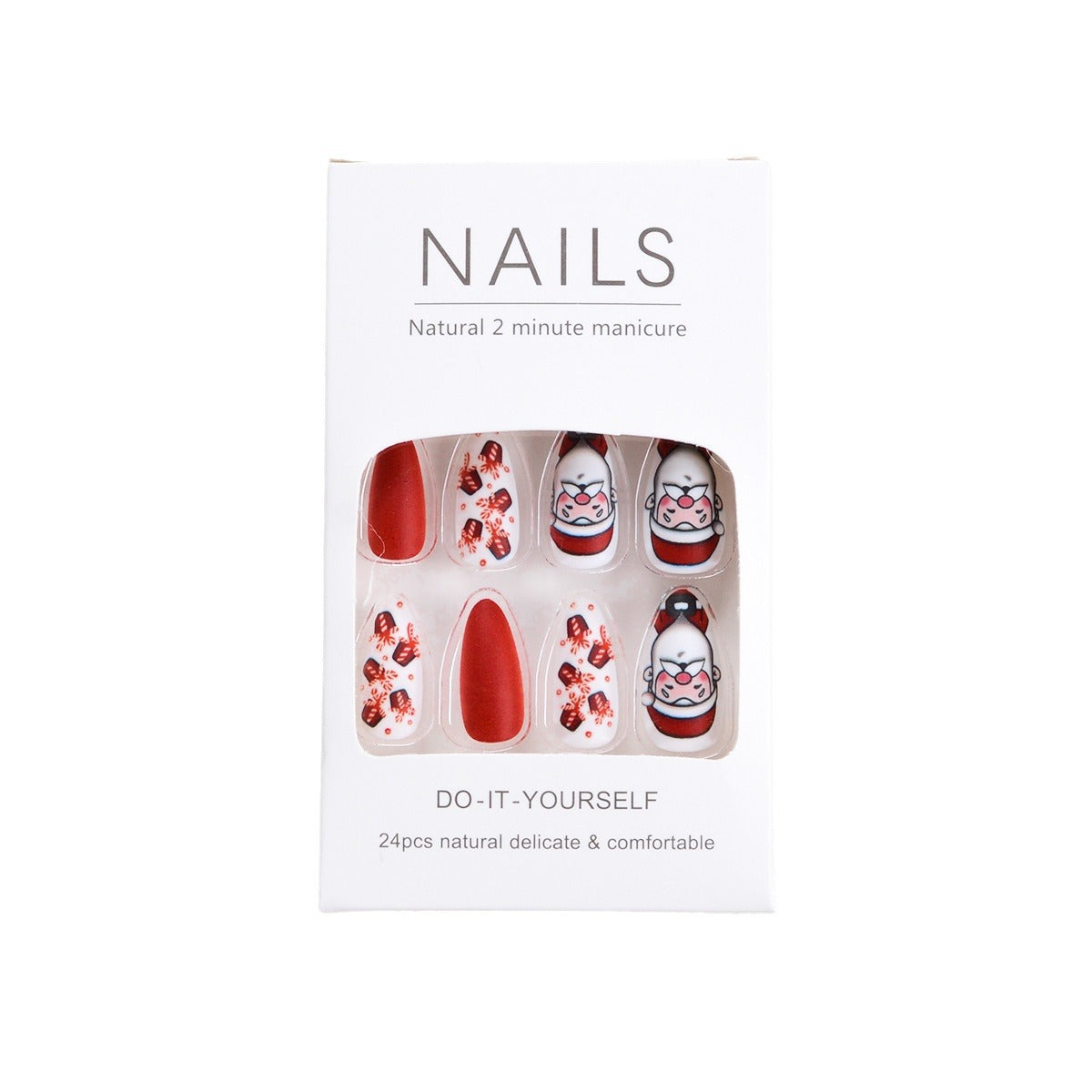 Cute Santa and Fireworks Christmas Nails, Matte Finish