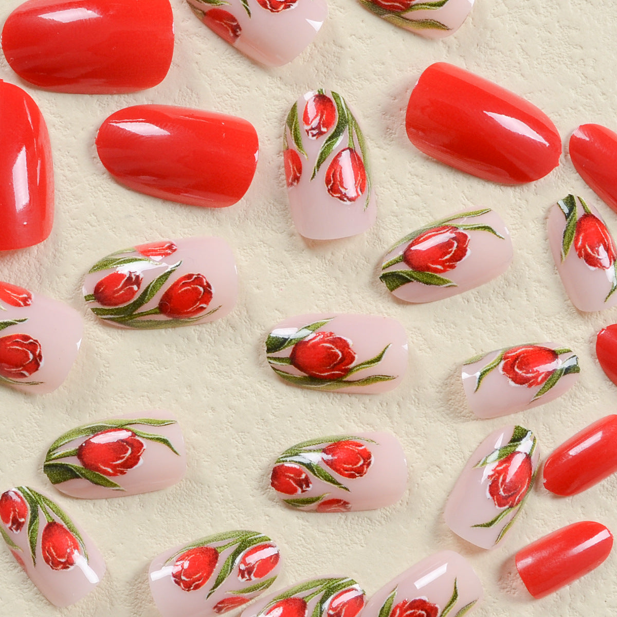 Popular Red Rose Valentine's Day False Nails