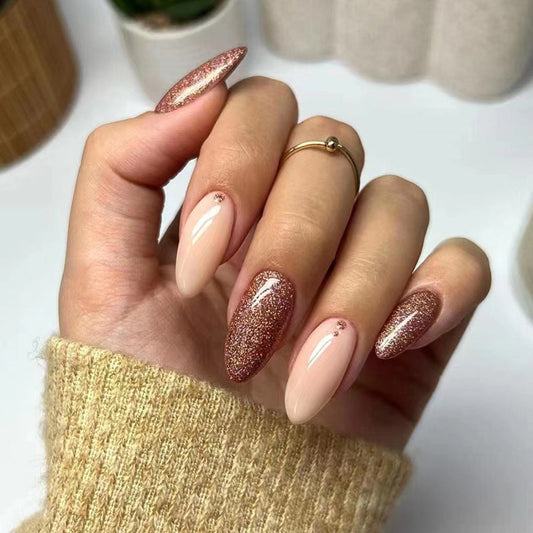 Popular Almond Shape Flashy Full Coverage Sweet Cool Euro Ins Style Fake Nails